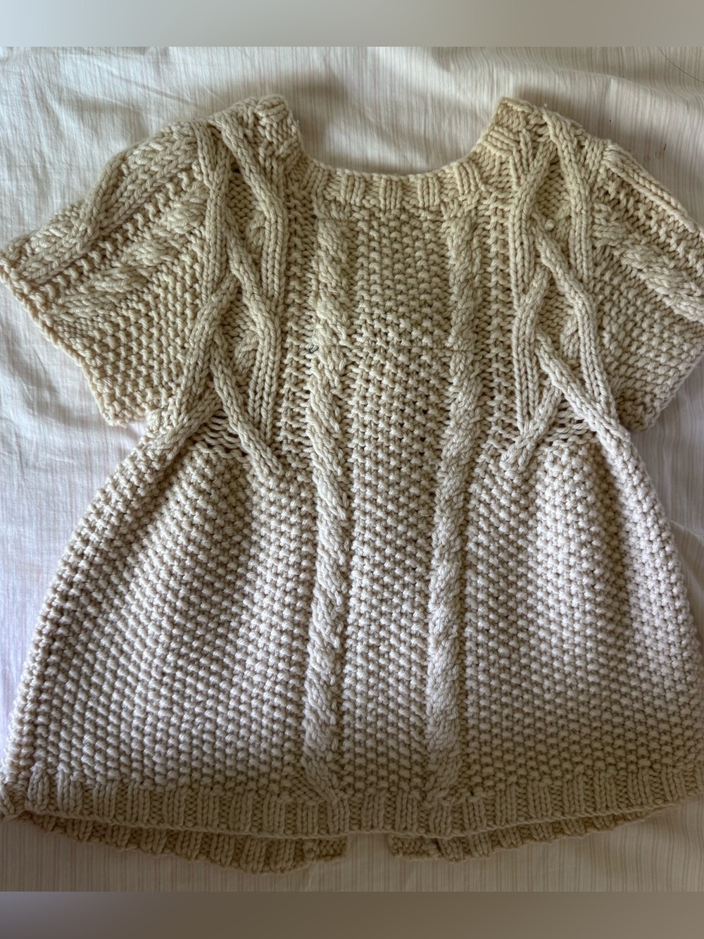 Abercrombie & Fitch Cream Cable Knit Babydoll Cardigan - Picture 3 of 11